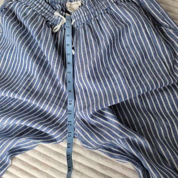 Beach Lunch Lounge Striped Linen Cotton Pants Tie Waist Coastal Cottagecore L - Picture 6 of 12